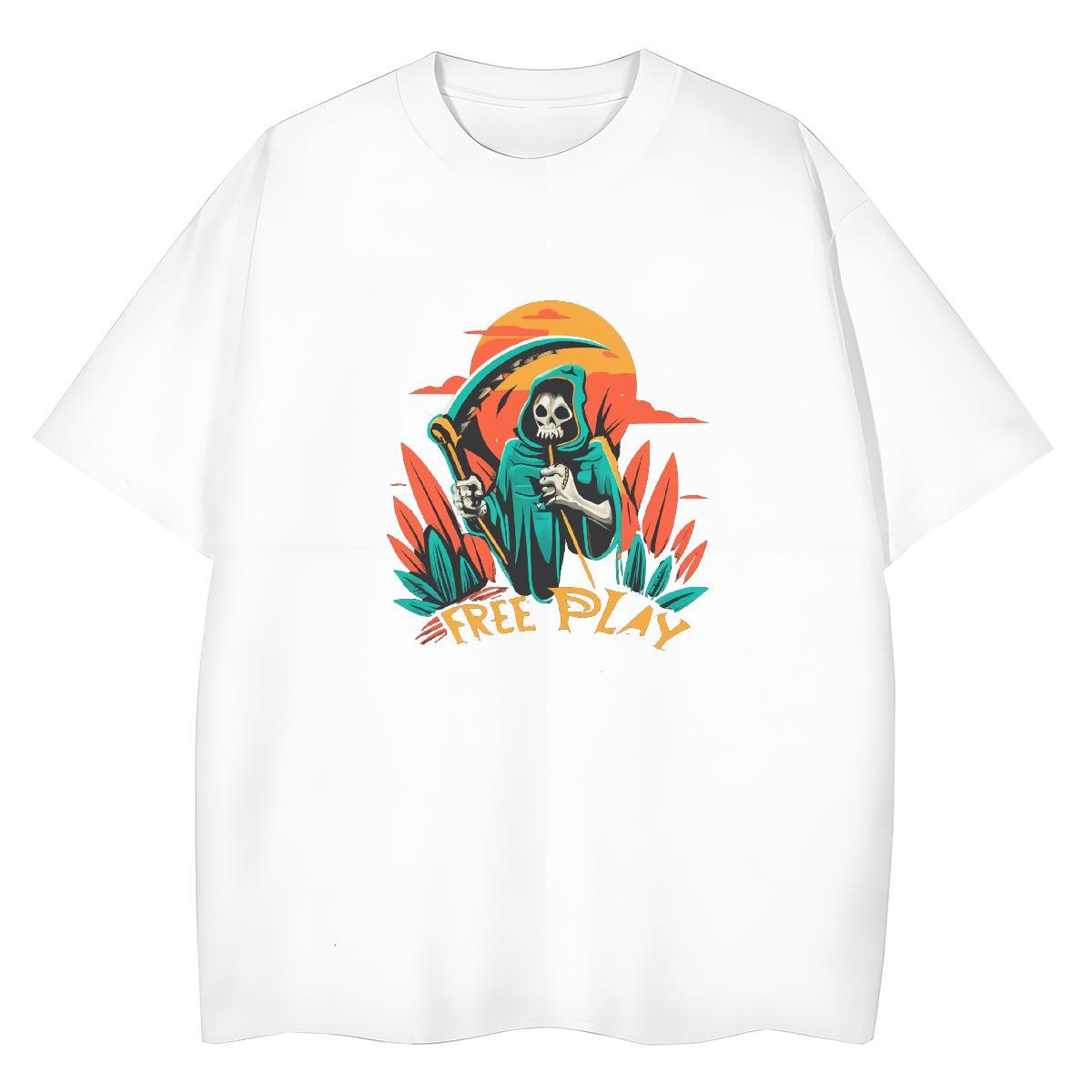 Classic T Shirts Women 100% Cotton 230g Breathable Short Sleeve Spring Summer skull Women Tees Wholesale DIY Anime Tee Shirt