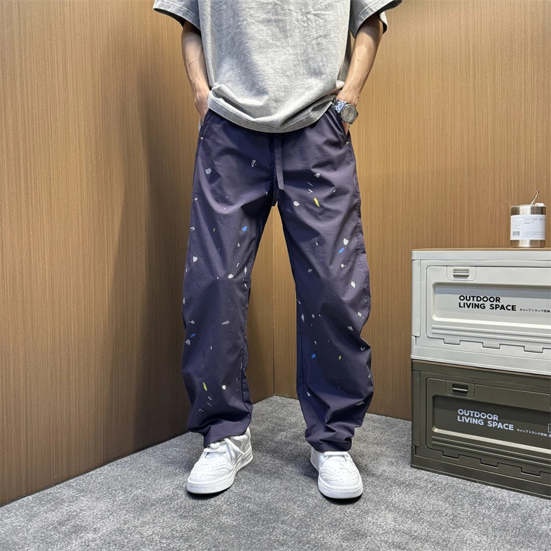 Hip Hop cargo pants mens streetwear paint spots skateboard Trouser Harajuku Korean fashion casual bag pants y2k 241007