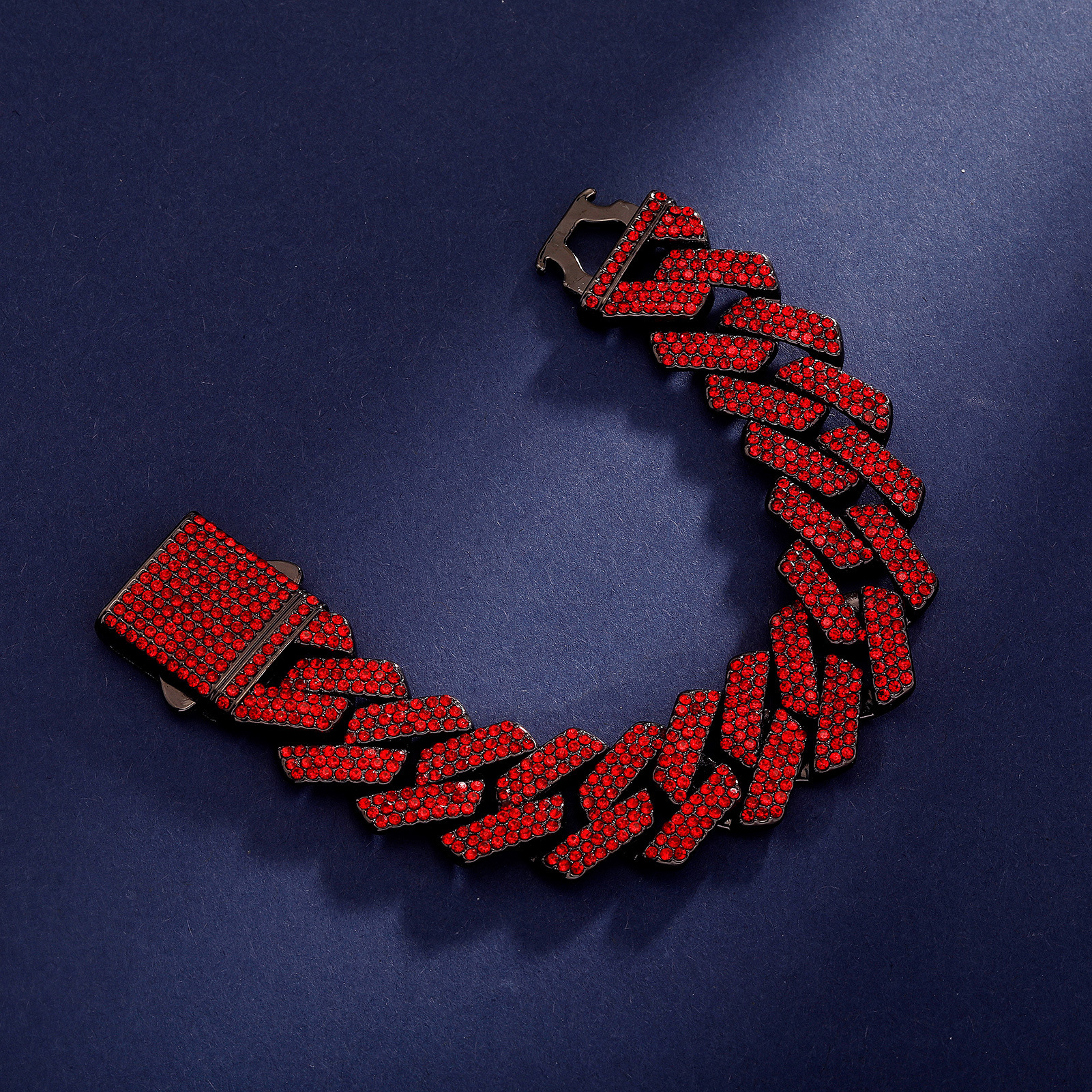 20MM Bling Red Rhinestone Big Cuban Link Chain Necklace Sparkly Alloy Gemstone Hip Hop Trendy Mens And Womens Jewelry Accessory Bracelet Miami Rapper 