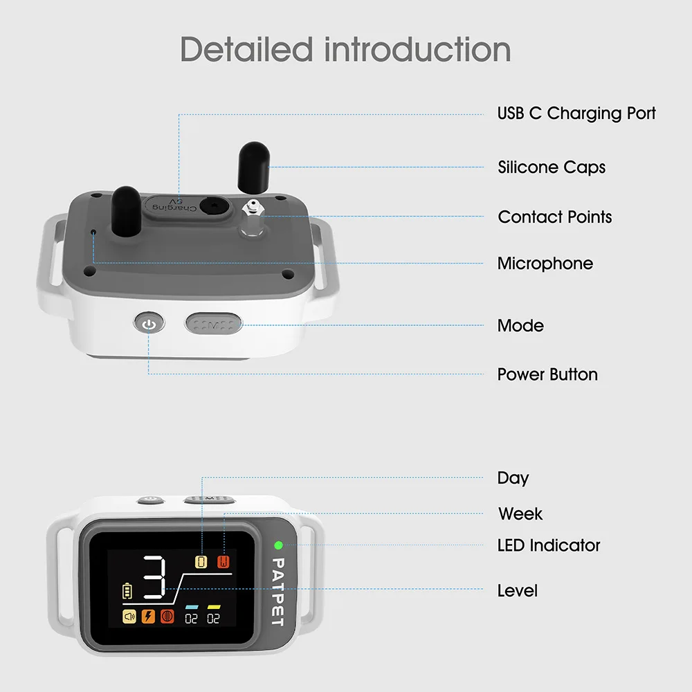 Pet Anti-barking Collar Automatic Barking Stopper for Dog Training AI Intelligently Identifies Barking Collar with Color Display