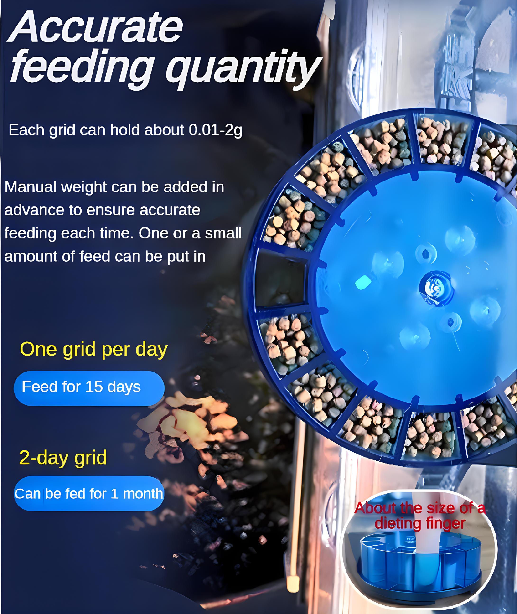 Fish feeder automatic feeder fish timing and quantitative feeder small ornamental shrimp goldfish powder small particle feeding