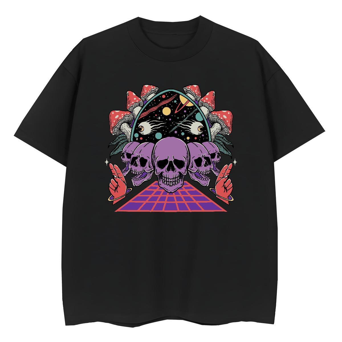 Designer Women T Shirts 230g Cotton Breathable Crew Neck Casual Beach skull Womens Tshirts Loose fit Cartoon Floral Printing Tees