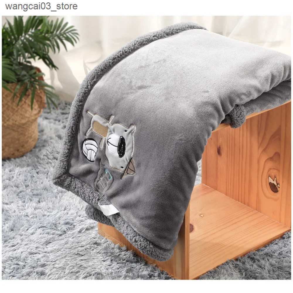 Blankets Swaddling Baby Blanket Newborn Double Thick Flannel Swaddle Wrap Breathable Warm Coral Fleece Blanket Cute Cartoon Soft Children Quilt L24091
