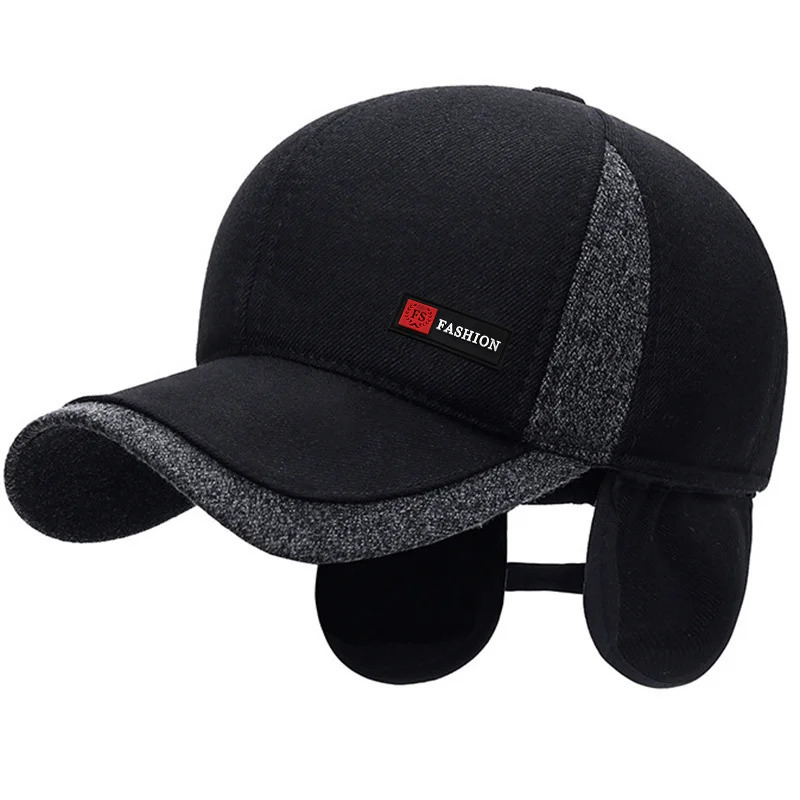 Hat Winter dad mens baseball cap thick cotton warm button hat windproof earmuffs with 241009