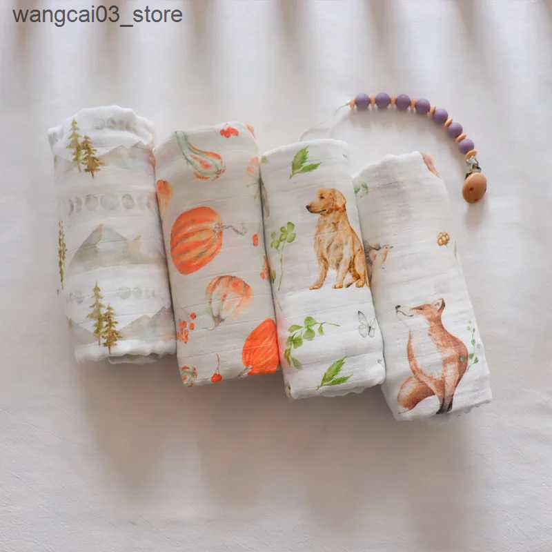 Blankets Swaddling New Prints Bamboo Cotton Muslin Swaddle Multifunctional Baby Muslin blanket Baby Newborns Blanket 120*120cm L240910