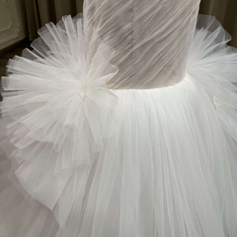 2024 new bandeau pleated simple style white fishtail skirt wedding toast
