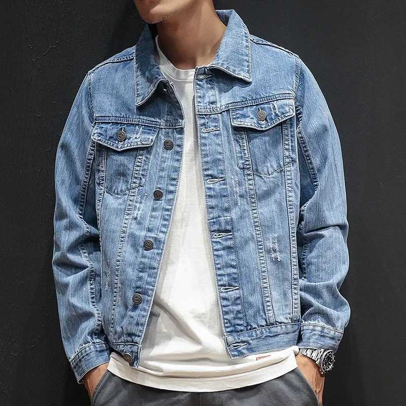 Fashionable mens denim jacket ultra-thin suitable for student clothing Ins denim vest spring and autumn fashionable casual wear W241011