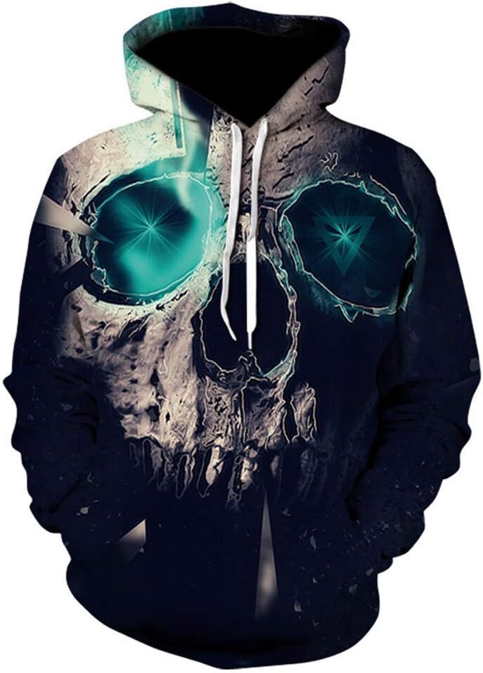 Hoodie for Mens Womens Hoodies Men Skull 3D Graphic Print Sweatshirts Pullover Tops with Pocket Graphic Hoodies sweatshirt Pullover Long Sleeve cool