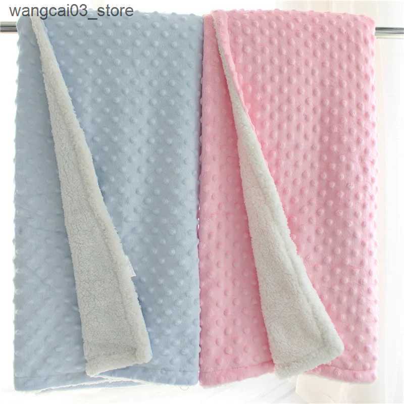 Blankets Swaddling Winter Thick Thermal 3d Minky Dot Kids Blanket Super Soft Sherpa Fluffy Toddler Baby Quilt Swaddle Office Seat L240910 L0910