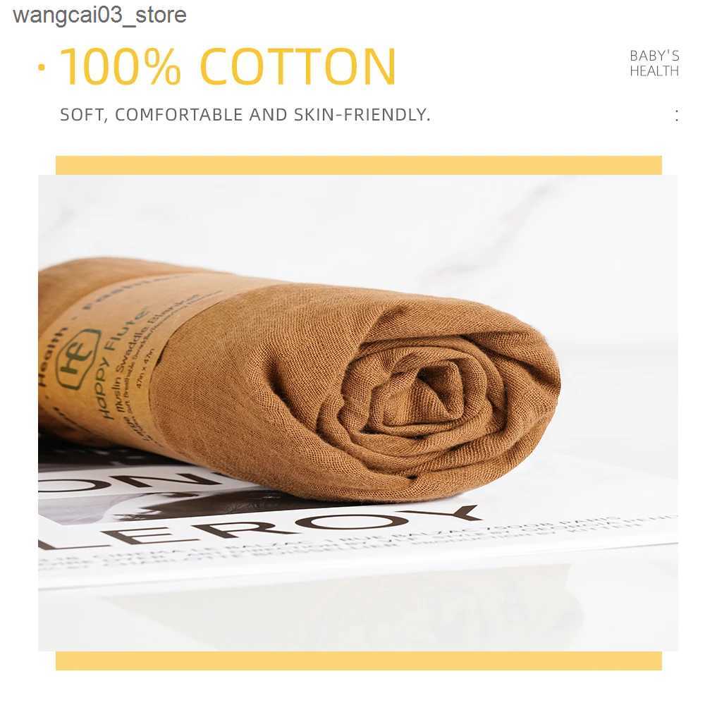 Blankets Swaddling HappyFlute Nature Printing 1pcs Muslin Cotton Fabric Baby Swaddle Light Blanket Baby Infant Wrap L240910