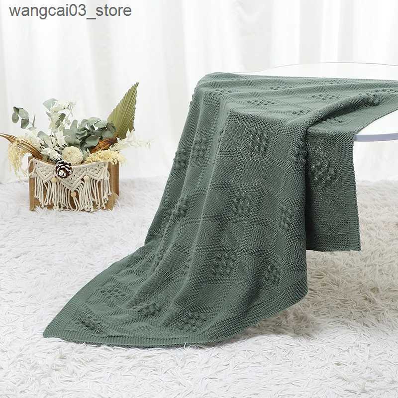 Blankets Swaddling Newborn Baby Blankets Knit Sleepsack Breathable Infant Girls Boys Bedding Solid Quilt Stroller Swaddle Soft Covers 90*70CM Plaid L2