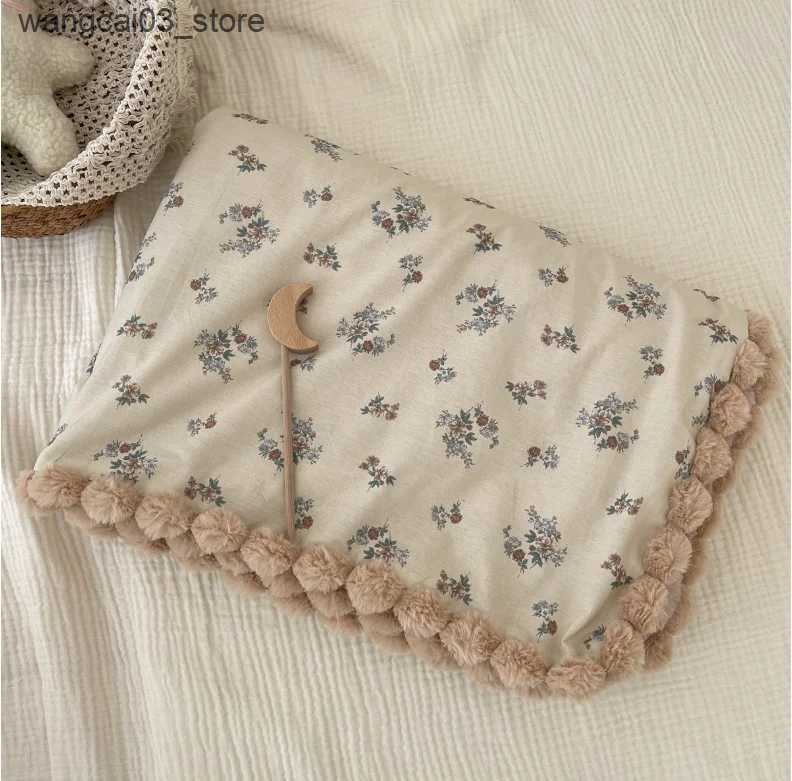 Blankets Swaddling Winter Warm Baby Floral Blankets Plush Swaddle For Newborn Cotton Stroller Blanket Bed Comforter Infant Baby Stuff L240910