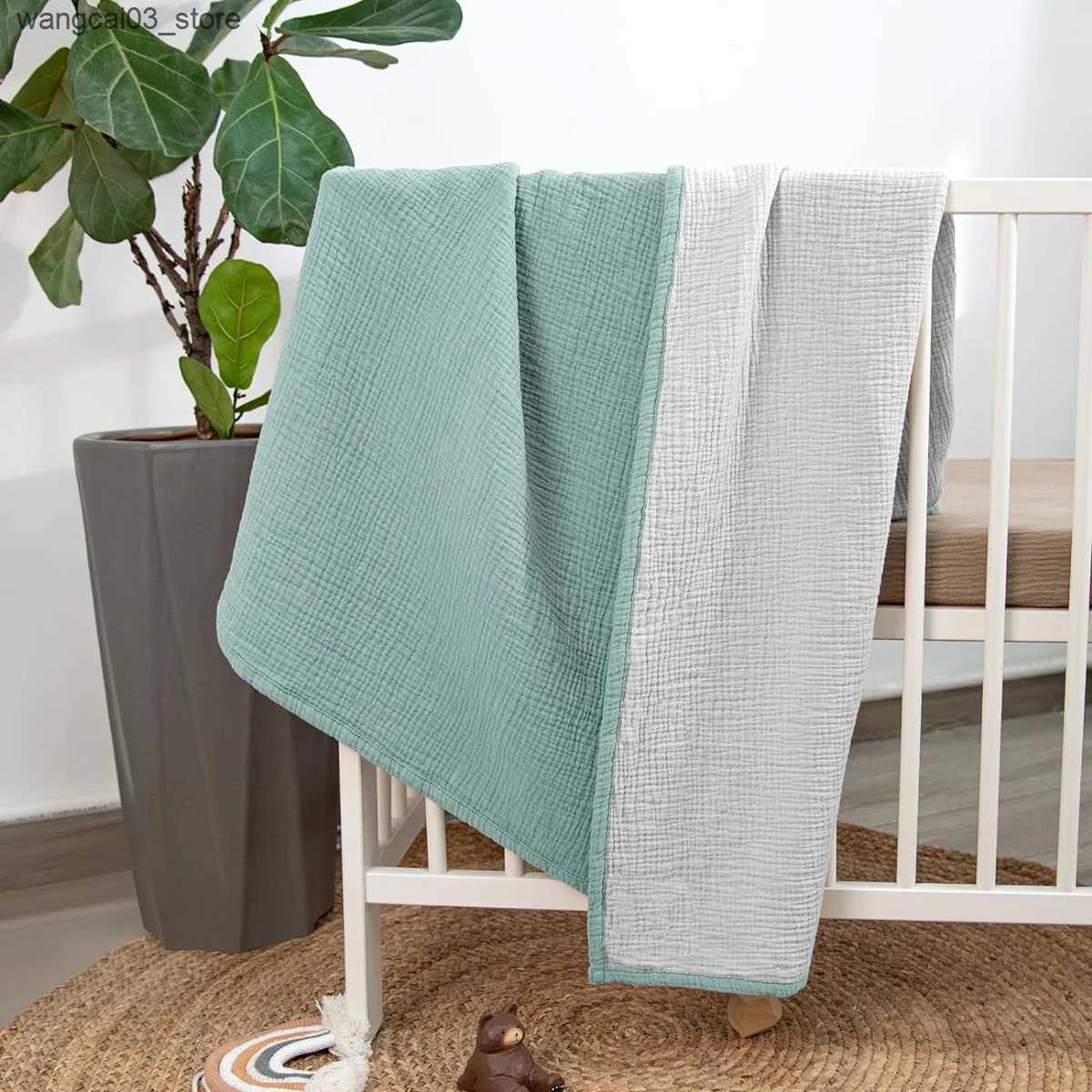 Blankets Swaddling Muslin Swaddle Blankets Newborn Baby Blanket 4 Layer Cotton Soft Baby Wrap Receiving Blanket Infant Bed Crib Quilt Bath Towels L240