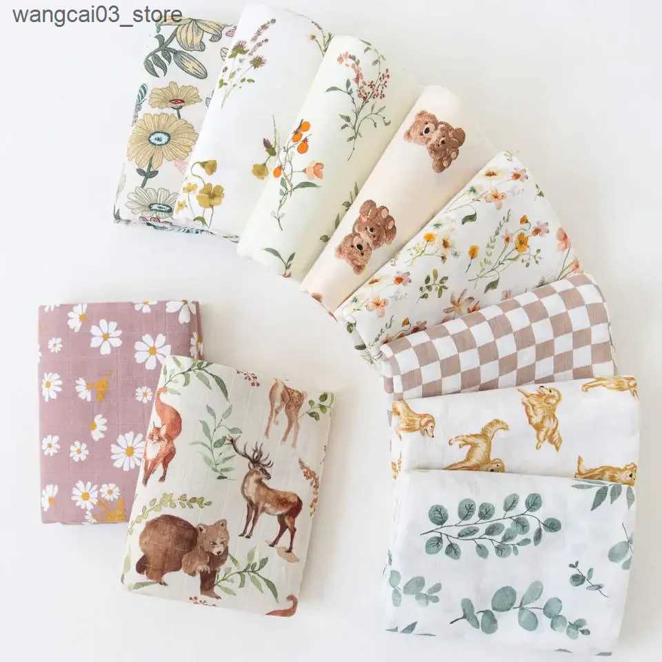 Blankets Swaddling Bamboo Baby Blankets Newborn Muslin Swaddle 120x120 Nursery Blanket Baby Wrap Swaddle Blanket Super Soft L240910