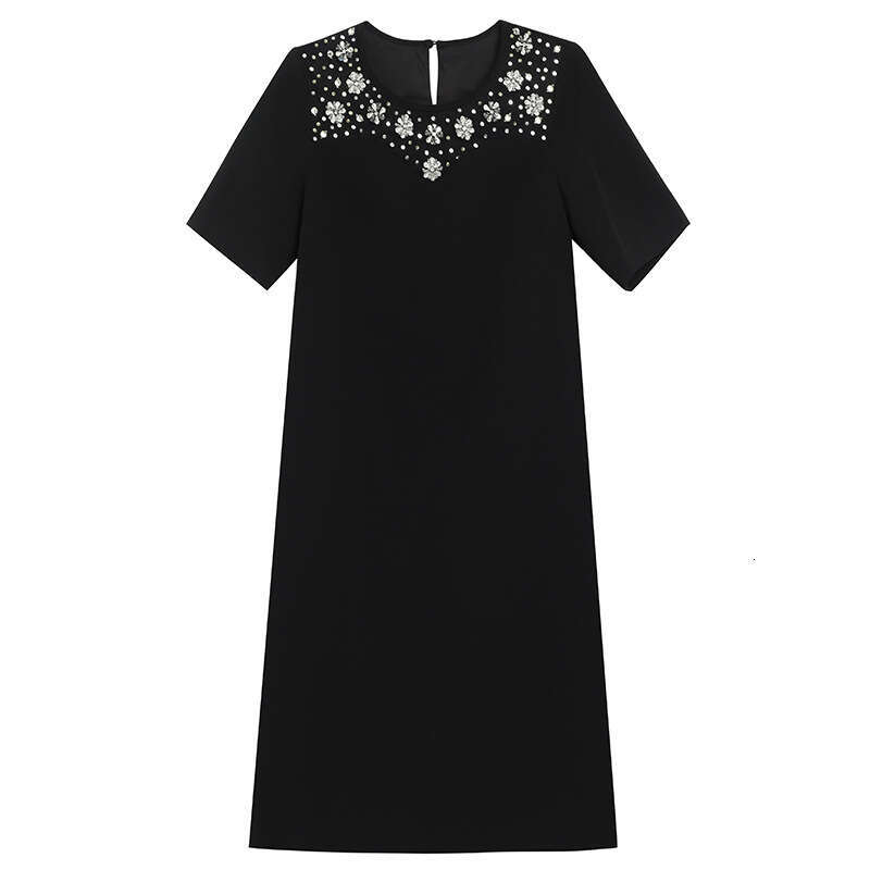 petite dress 2024 new womens summer pink nail diamond cover belly slimming A-line skirt short