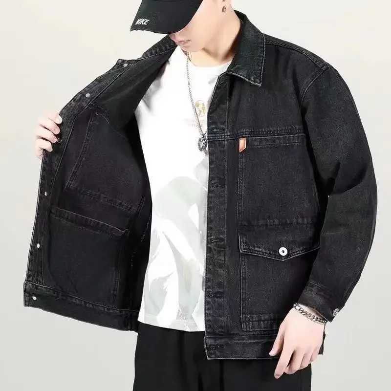 Mens denim jacket autumn patchwork denim jacket mens plus size retro L winter jacket Korean popular clothing original W241011