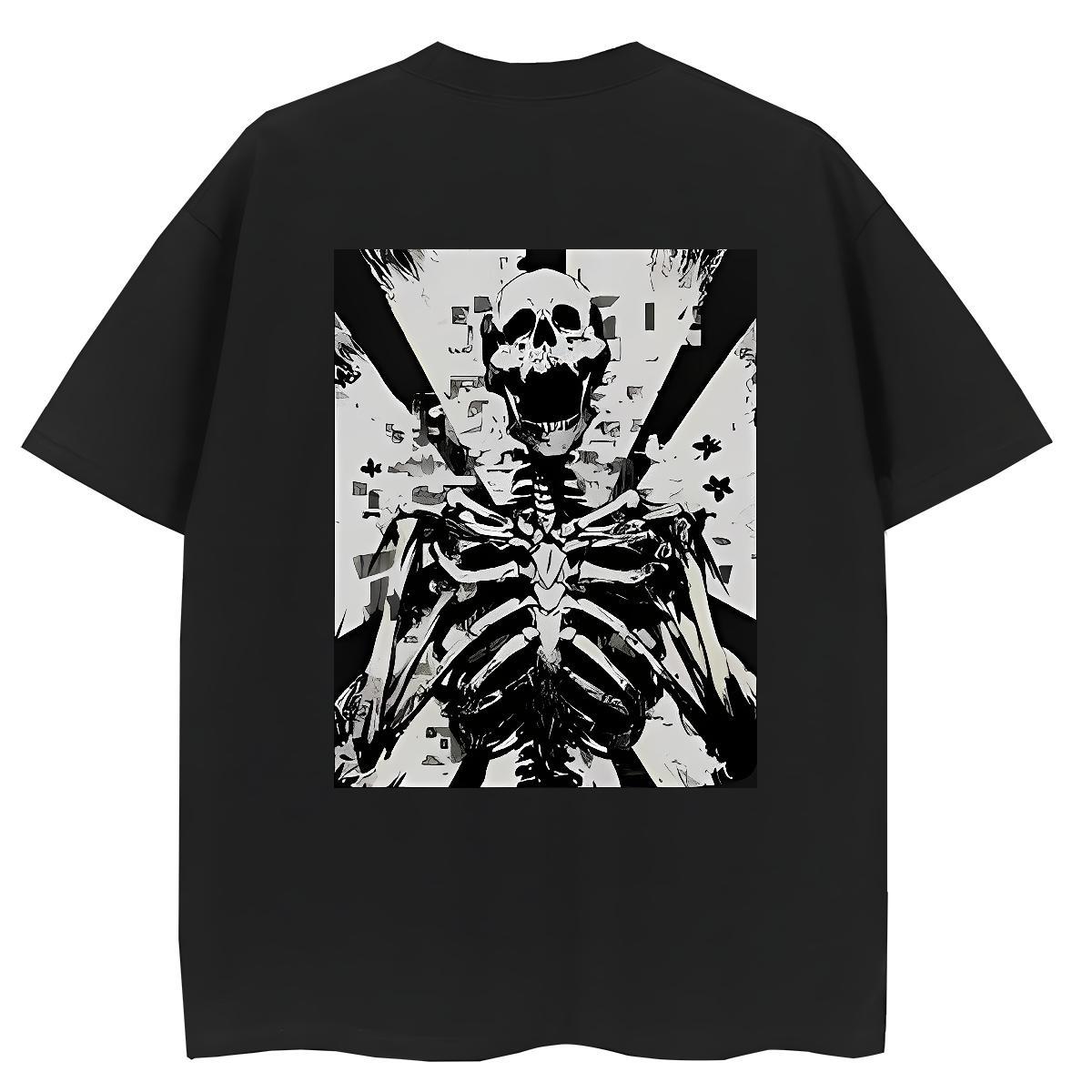 Fashion Casual Woman T Shirts 100% Cotton 230g Short Sleeve O-Neck Street Casual skull Tshirt for Man Woman Soft DIY Anime Tees