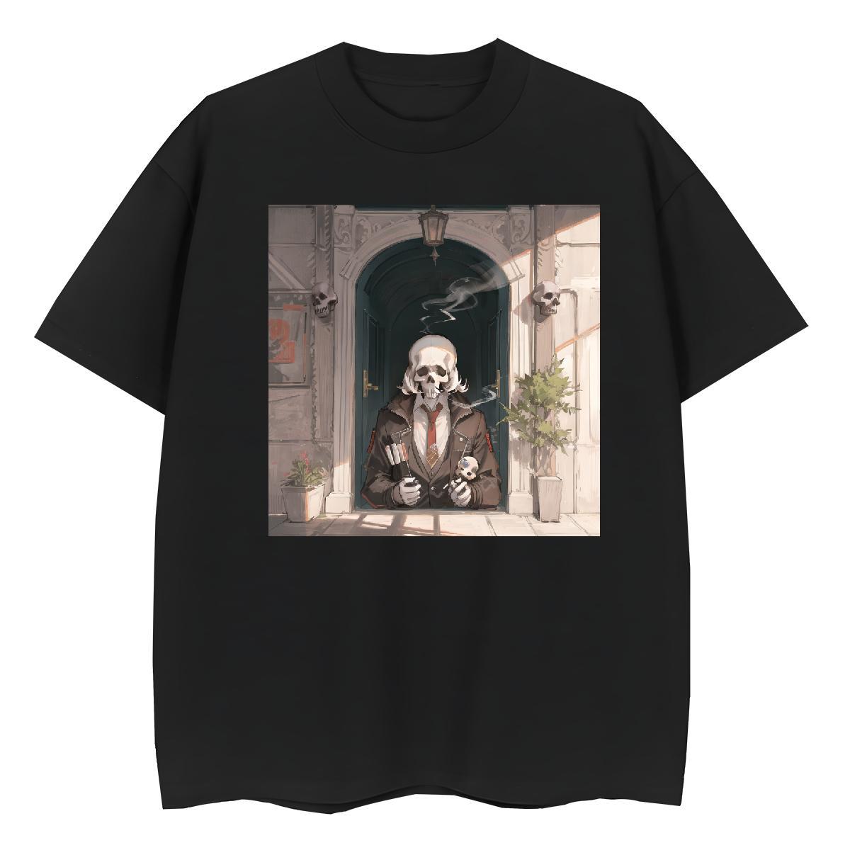 Classic Women T Shirts 230g 100% Cotton Crew Neck Casual Beach skull Tshirt for Man Woman 5A Customized Print Clothings