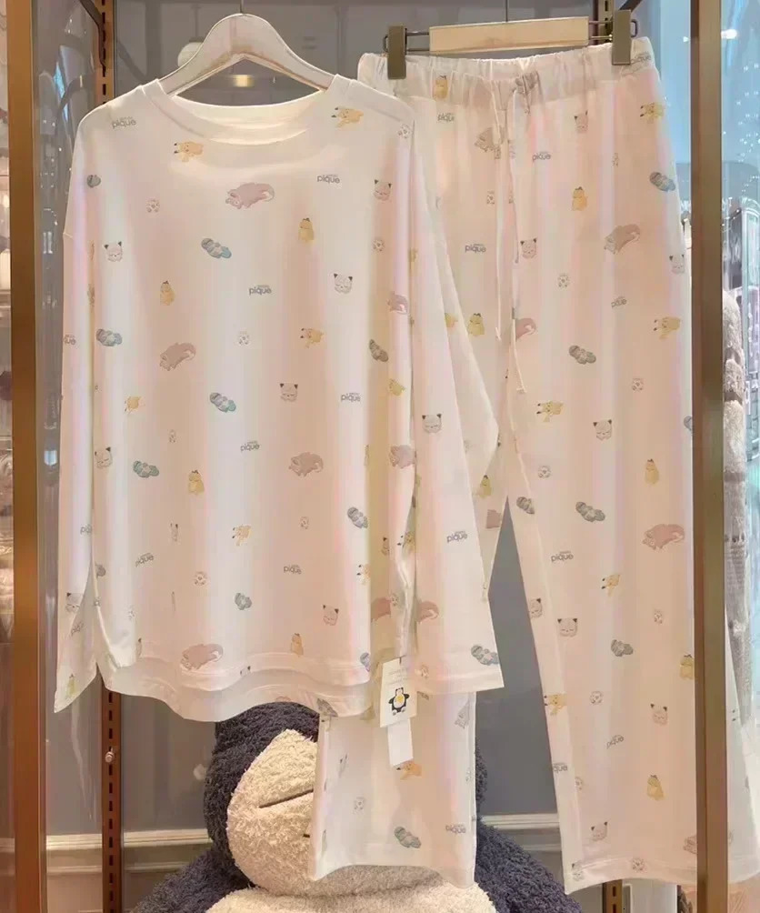 Room wearing womens autumn sleepwear set dog long sleeved Trouser 4065kg with label 241011