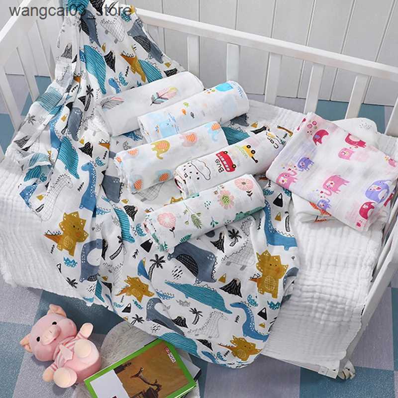 Blankets Swaddling 110*110cm Muslin Swaddle Newborn Baby Blankets Eco Soft Cotton Children Towel Infant Kids Wrap Sleepsack Stroller Cover Play Mat L2