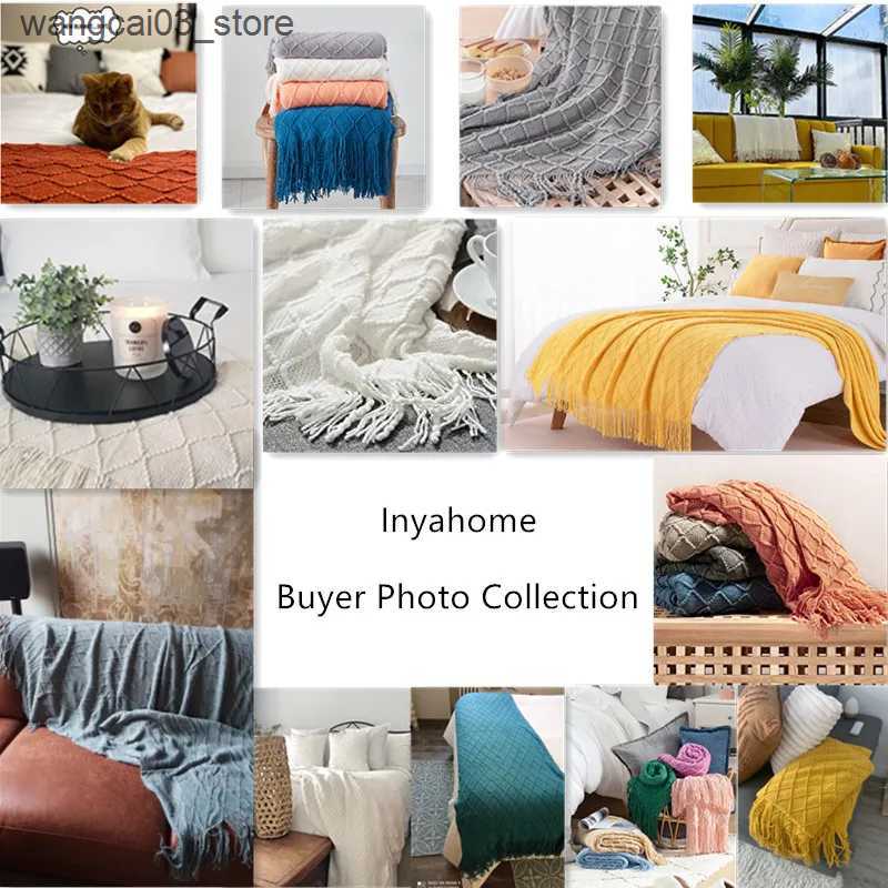 Blankets Swaddling Inya Knitted Blankets Throw On Sofa Bed Cover Bedspread Super Soft Stroller Wrap Infant Swaddle Kids Plaid Christmas Decor Green L2