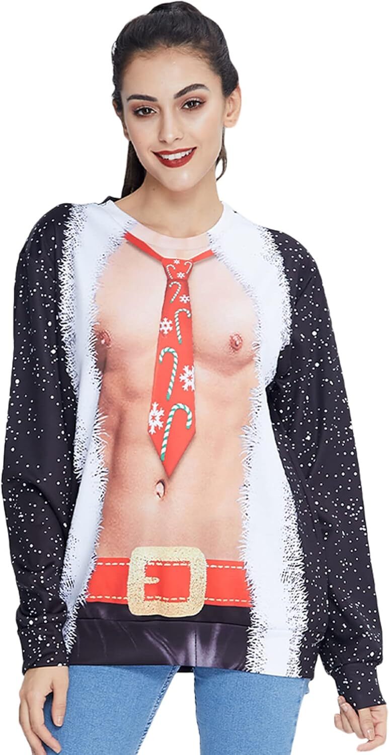 Long Sleeve Shirts for Men sweatshirt Ugly Christmas Sweatshirts for Men Women Funny Pullover Sweaters for Xmas Holiday Party cool