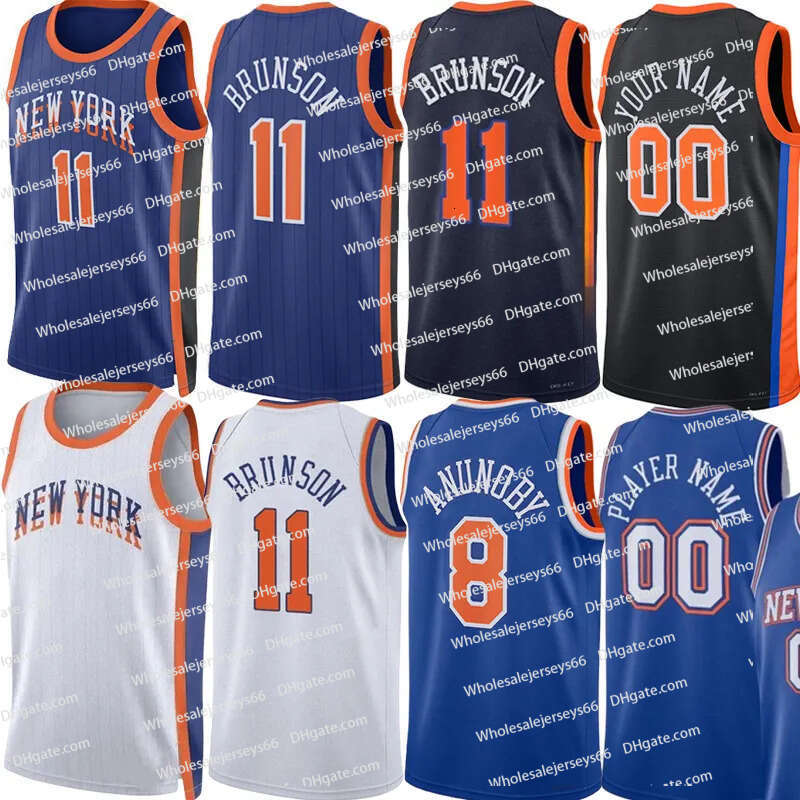 Jalen Brunson Knics Basketball Jerseys Anthony Towns Mikal Bridges OG Anunoby Hart Miles Mcbride Precious Achiuwa Robinson City Custom Jersey