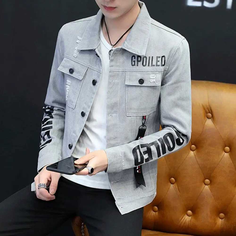 Spring and Autumn jeans jacket mens Korean fashion student handsome version jacket mens denim jacket W241011