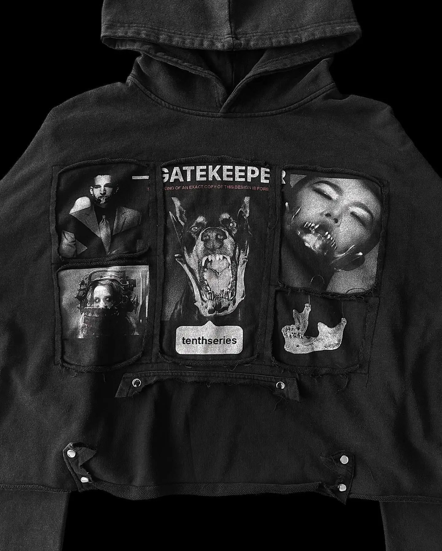 Y2K Clothing Patchwork Hoodies Harajuku Retro Character Graphic Oversized Hip Hop Gothic Black Sweatshirt Men Women 241011