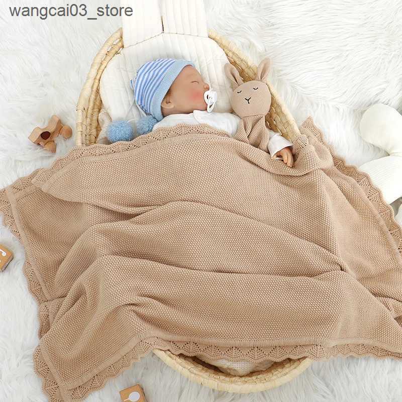 Blankets Swaddling Baby Blankets Cotton Knitted Newborn Boy Girl Bedding Quilt 100*80CM Infant Stroller Swaddle Super Soft Fashion Ruffles Wrapping L2