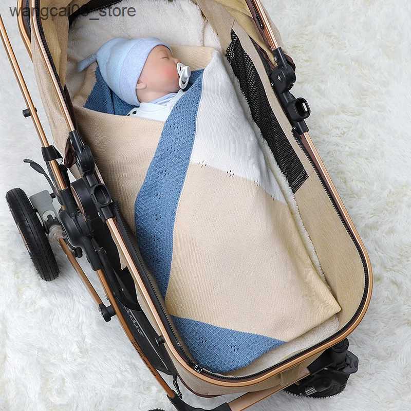 Blankets Swaddling Baby Blankets Knit Plaid Cotton Newborn Girls Stroller Sleeping Sack Wrap Swaddle Super Soft Infant Boys Bedding Quilts 100*80CM L2