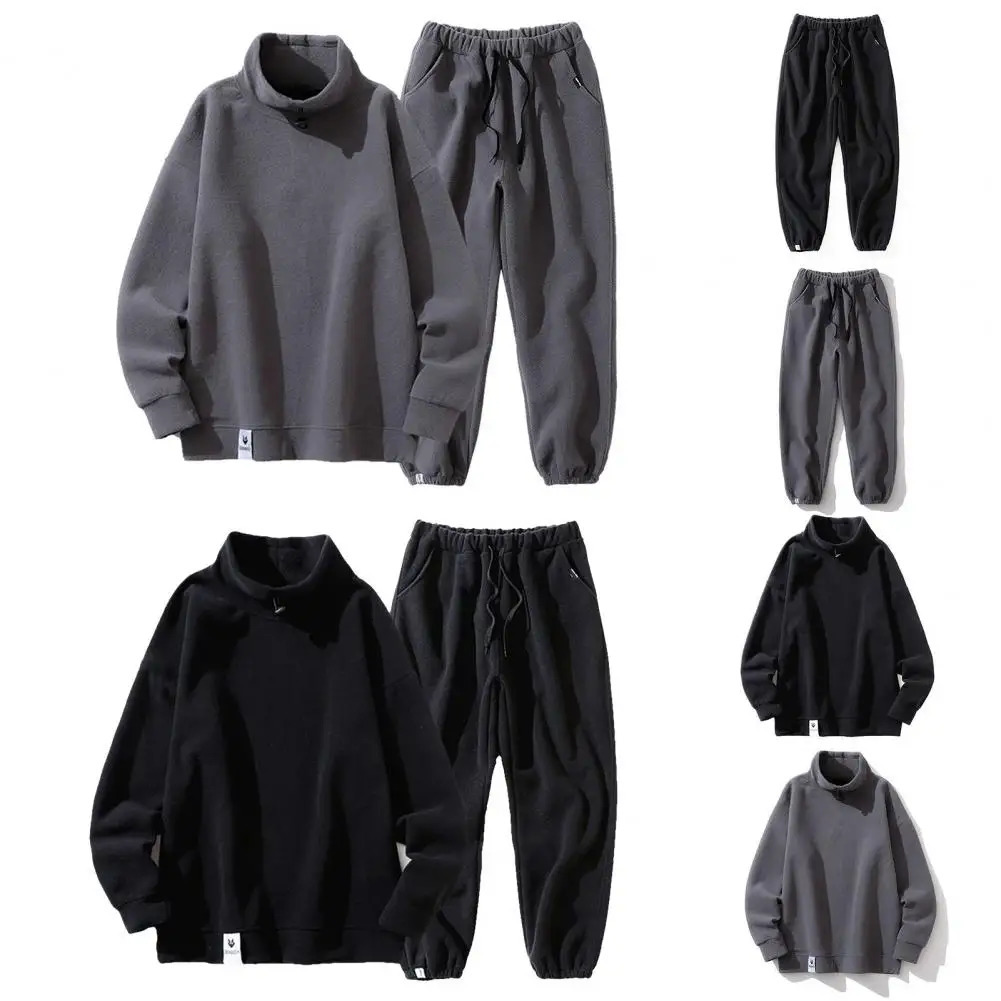 Mens fashion trend warm and casual sportswear mens pants 2piece set comfortable wool jogging 241008