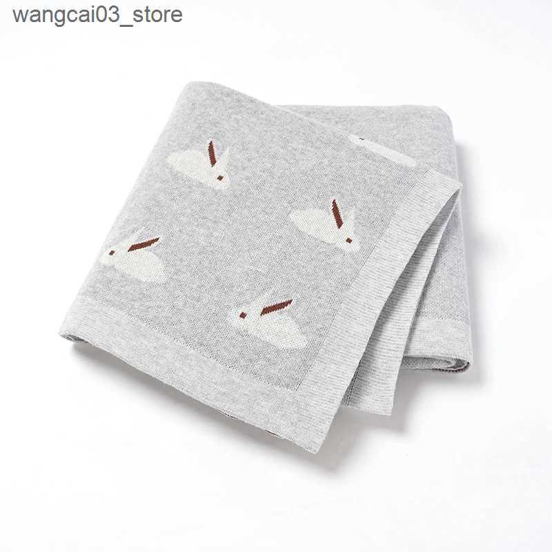 Blankets Swaddling Cotton Baby Blanket Knit Newborn Girl Boy Bedding Quilt 100*80CM Infant Stroller Swaddling Cute Cartoon Rabbit Soft Plaid Covers L2