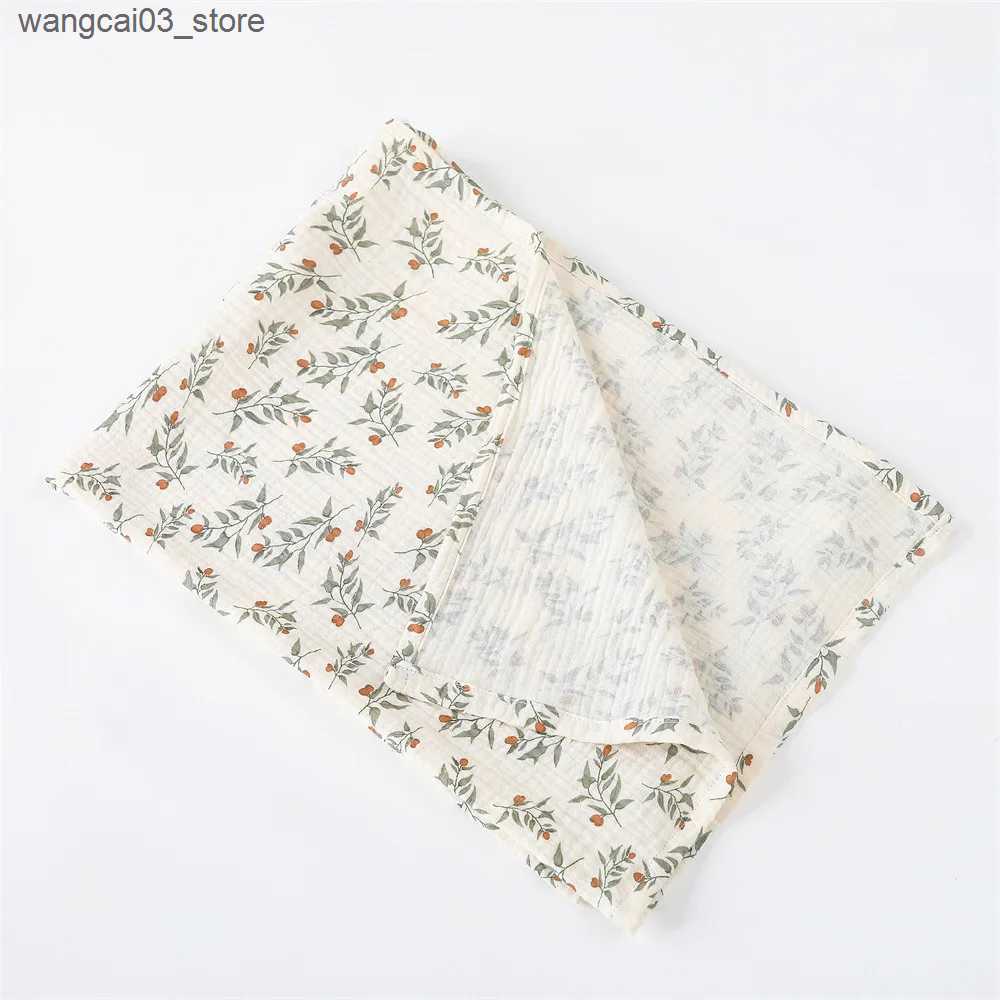 Blankets Swaddling Cotton Swaddle Blanket Baby Blanket Floral Print Muslin Diaper Swaddle New Born Crinkle Fabric Baby Born Stroller Cover L240910