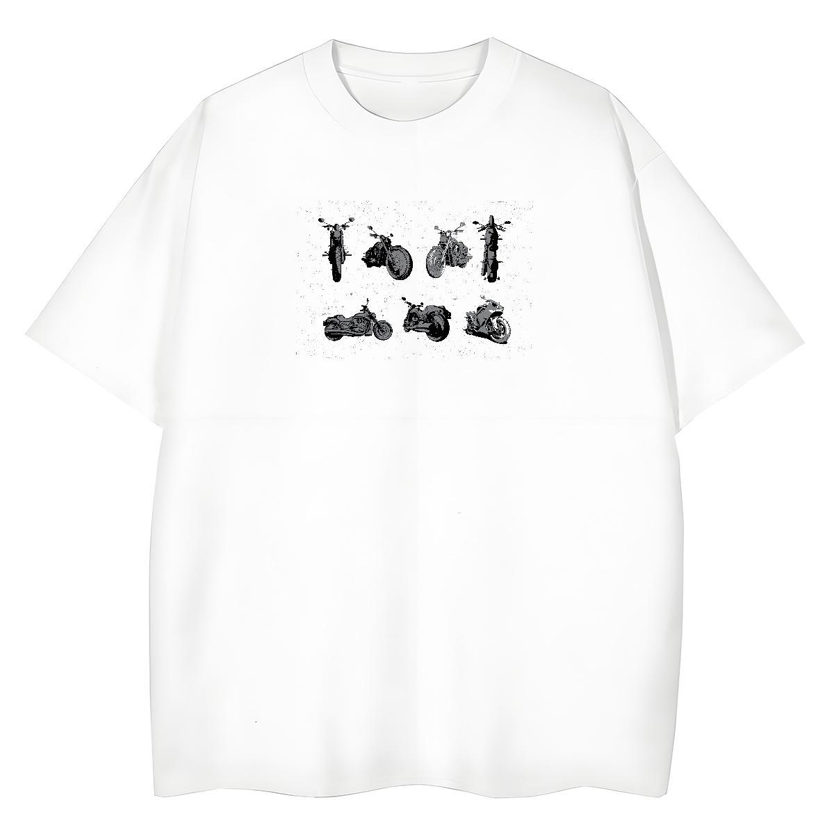 New T-Shirts 100% Cotton 230g Comfortable Home Outdoor Motorcycle Unisex Tshirts Loose fit Custom Cartoon Top Tees