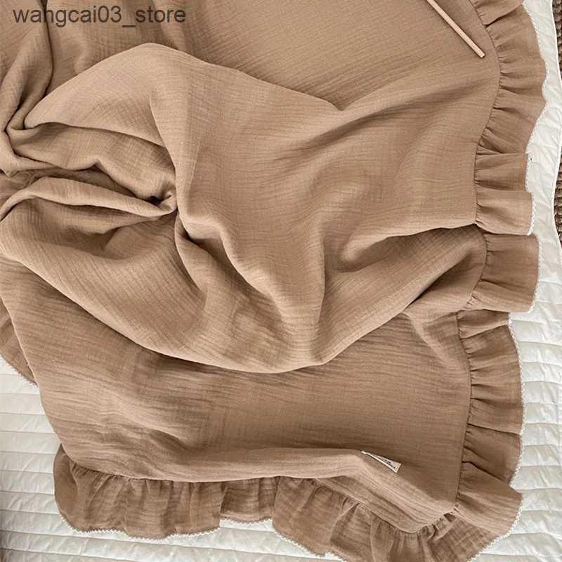 Blankets Swaddling 4Layers Baby Swaddle Wrap Cotton Muslin Blankets for Newborn Ruffle Infant Receiving Blanket Swaddle Gauze Bath Towel L240910