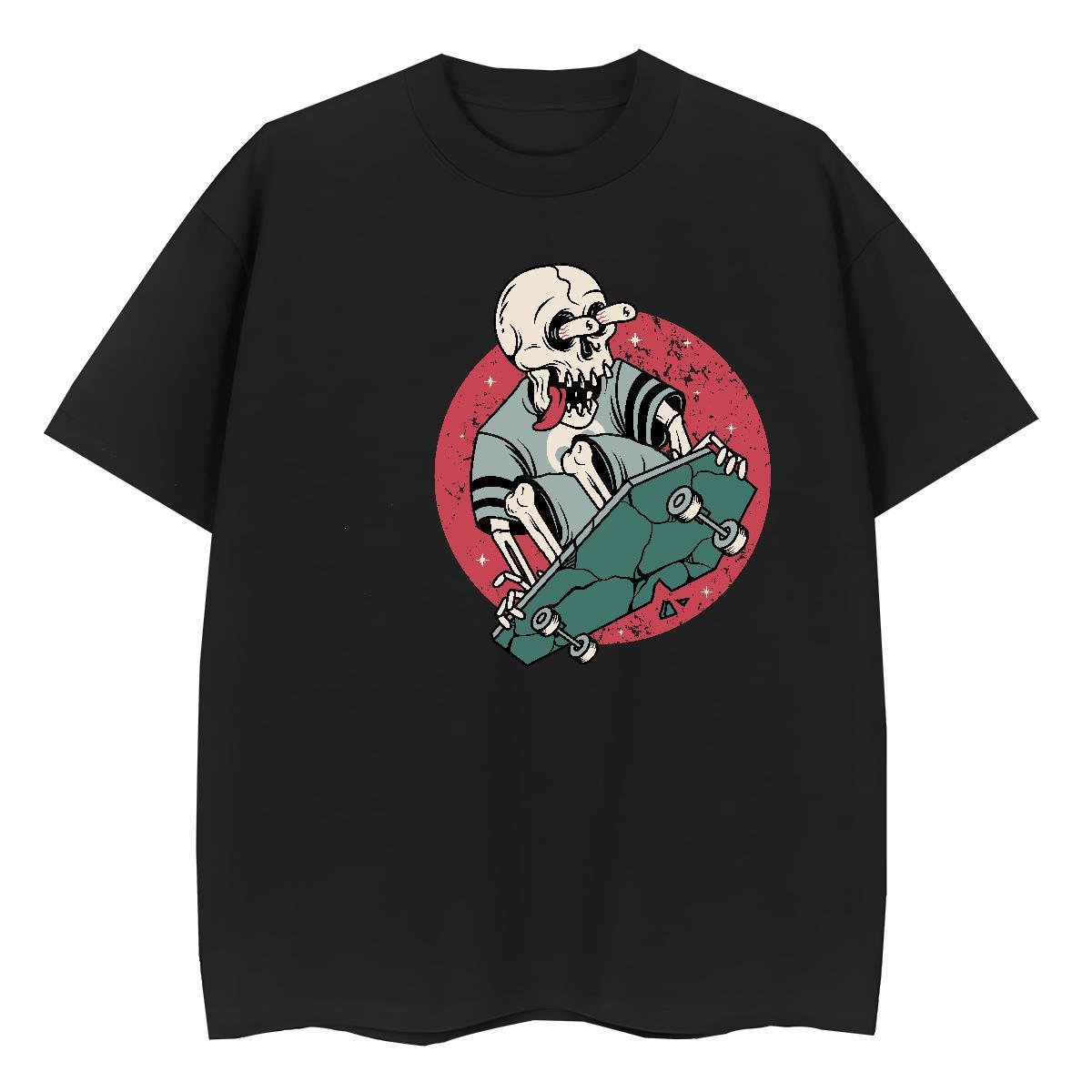 New Women T Shirts 230g Cotton Short sleeve Soft Summer Casual skull Women Tees 5A Anime Print Tops Tees