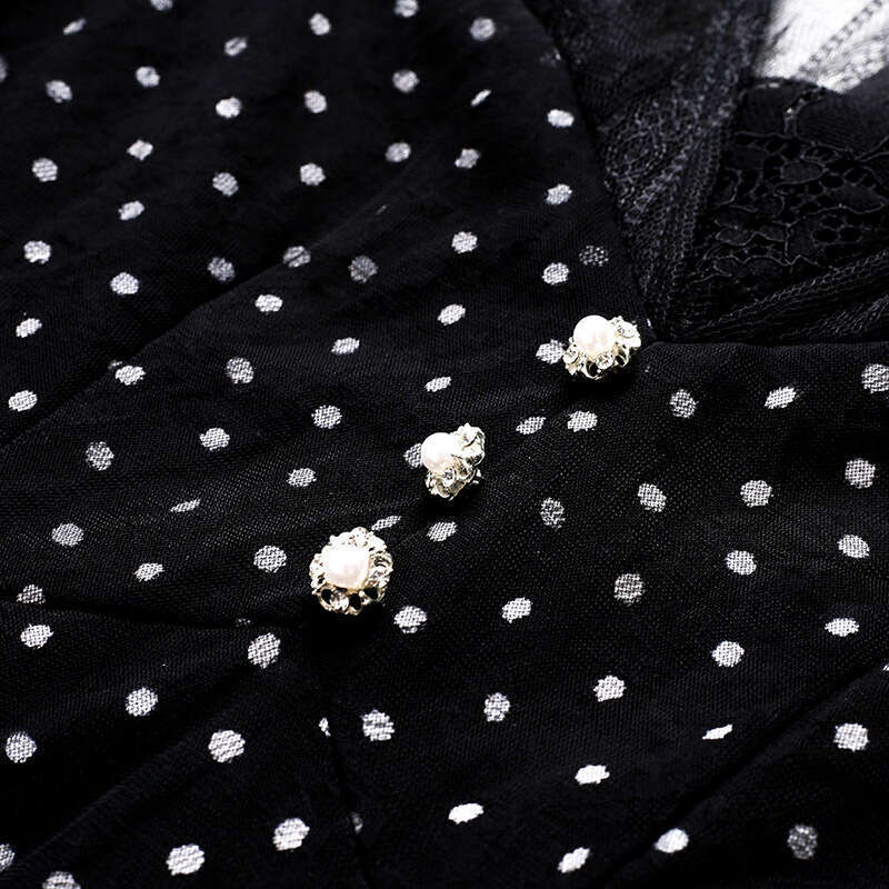 Black Dress 2024 New Womens Small and Gentle Style Aging Reduction Waist Lace Splicing Cake Skirt