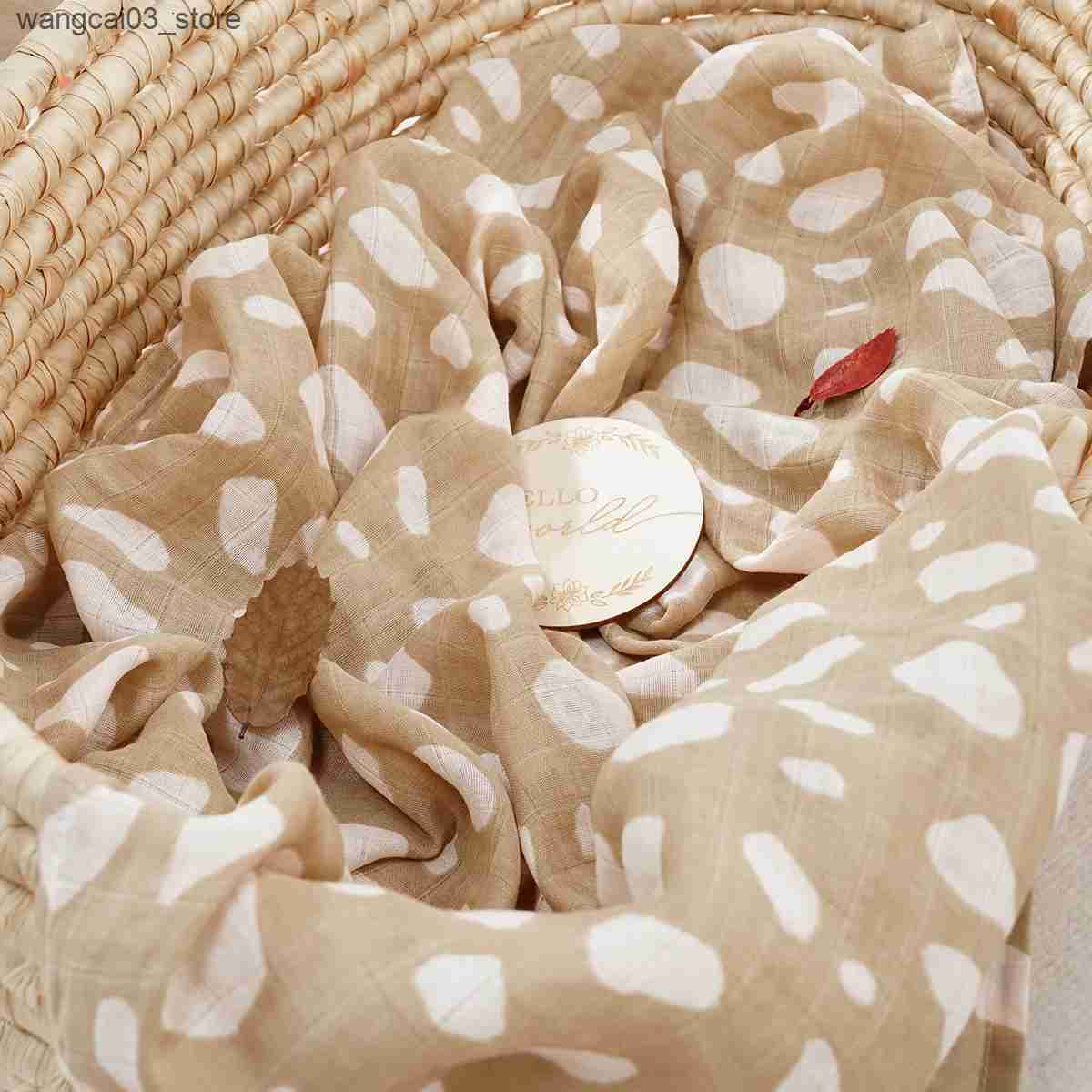 Blankets Swaddling HappyFlute New Printing 120x110CM Muslin Cotton Fiber Baby Swaddle Newborn Blanket Baby Infant Wrap L240910