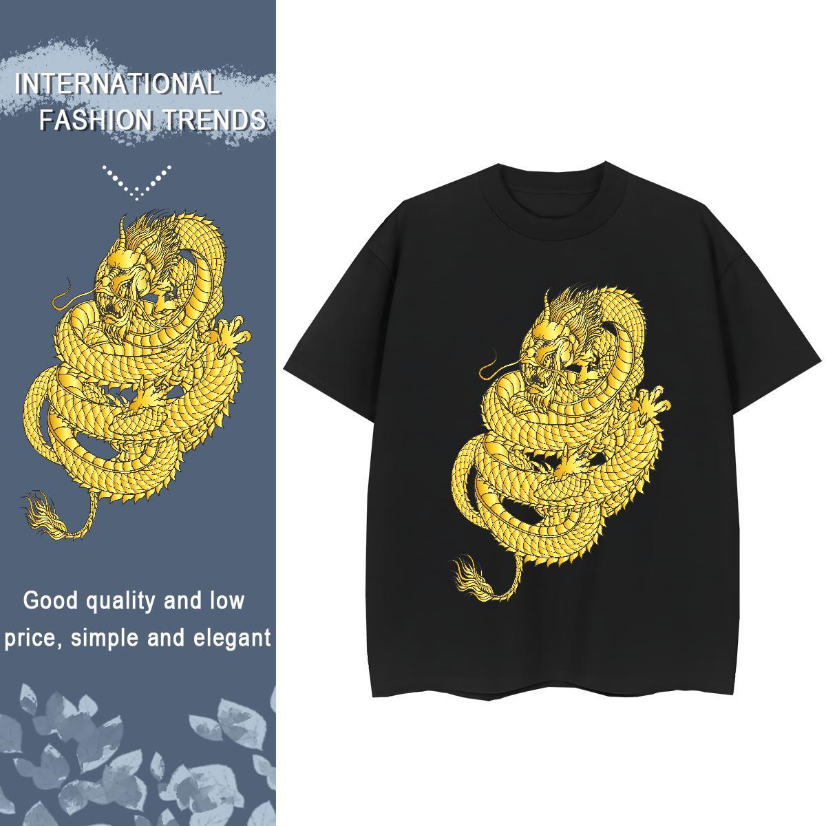 Fashion New T-Shirts for Women 230g Cotton Breathable Street Wear dragon Couples T Shirts Brand Custom Cartoon Tees Shirts