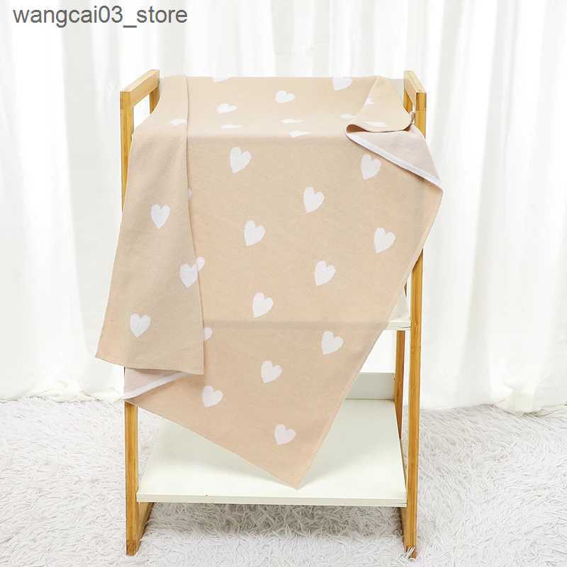 Blankets Swaddling Baby Blankets Cotton Knit 90*70CM Infant Girls Newborn Boys Bed Quilt Cute Love Plaid Toddler Stroller Swaddle Soft Sleep Covers L2