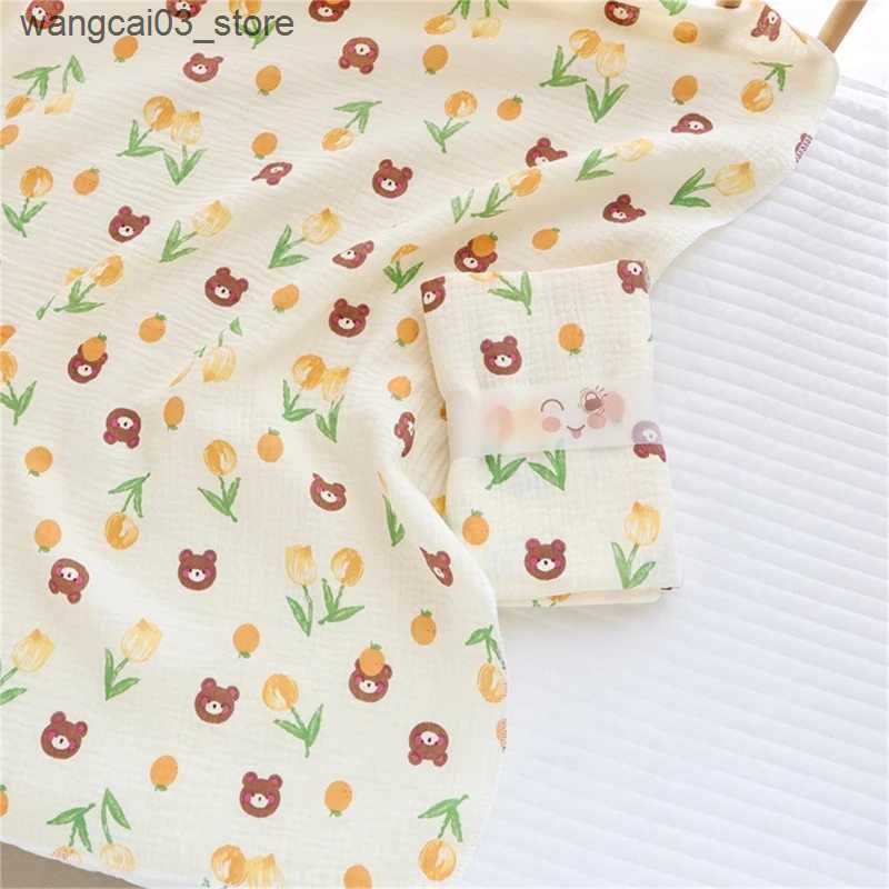 Blankets Swaddling New Cartoon Cotton Gauze Baby Swaddle Blanket Double Layers Muslin Newborn Blanket Wrap Super Soft Boy Girl Bath Towel Stroller L24