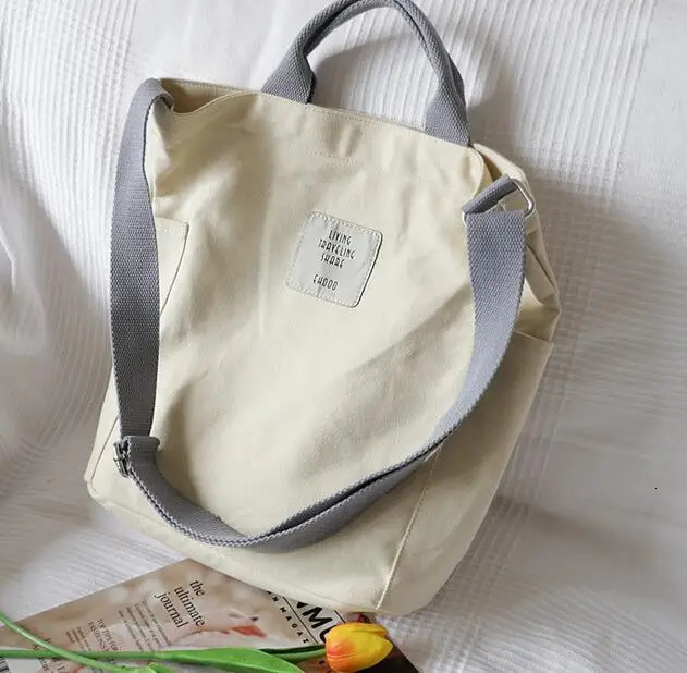 Korean version canvas shoulder bag simple art tilted handbag 241008