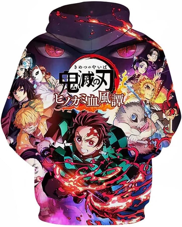 Hoodie for Mens Womens slayer hoodie Kimetsu no Yaiba 3D Printed Anime Hooded Sweatshirt Pullover Tops Outerwear for Men and Women Graphic Hoodies swe