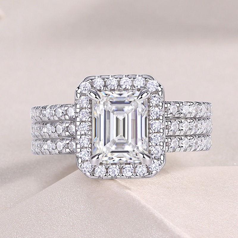 3in1 Women GRA Moissanite Ring S925 Sterling Silver 1.5ct Square Moissanite Diamond Rings for Women Promise Jewelry Engagement Rings Gift
