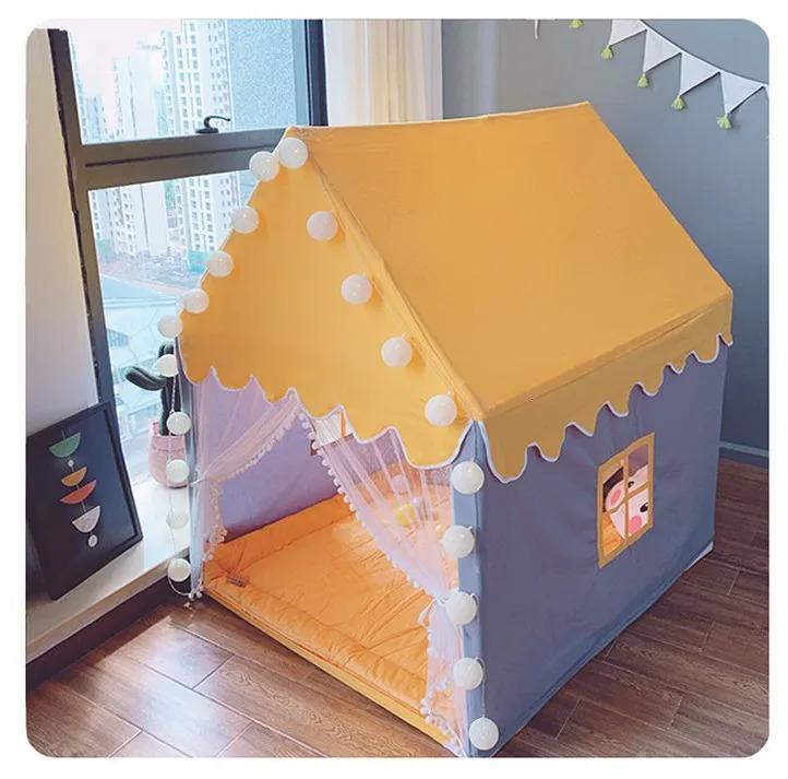 Portable childrens tent childrens folding tent Tipi baby game house big girl pink princess party castle childrens room decoration foldable 241010