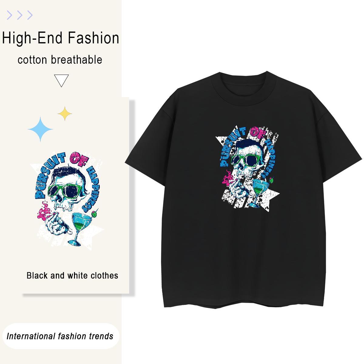 New Arrival T-Shirts for Women 230g 100% Cotton Short Sleeve O-Neck Casual skull Women Tees Nice Graphic Tops Shirt