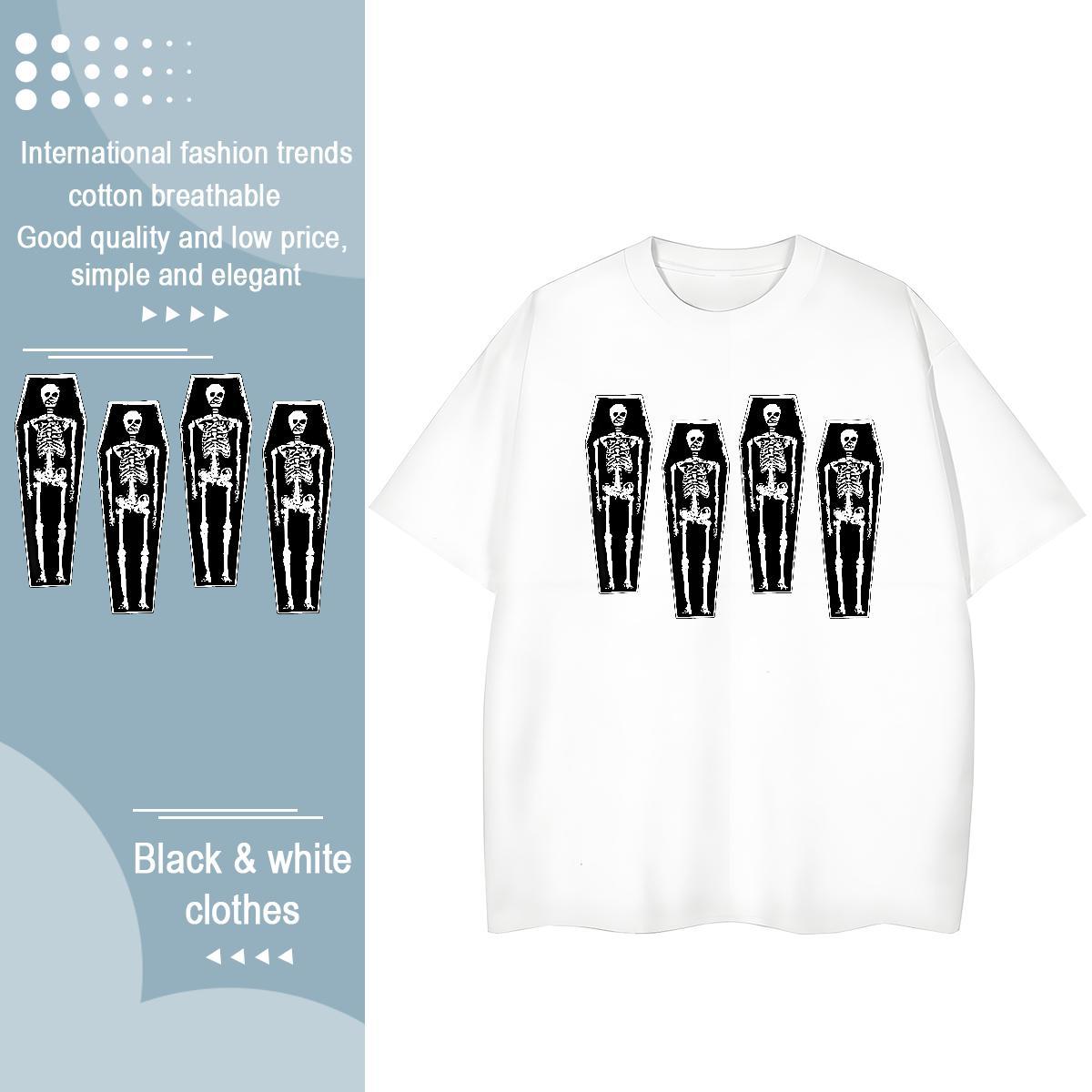 2024 Casual Woman T Shirts 230g 100% Cotton Crew Neck Sports Casual skull Couples T Shirts Designer Nice Customized Top Tees