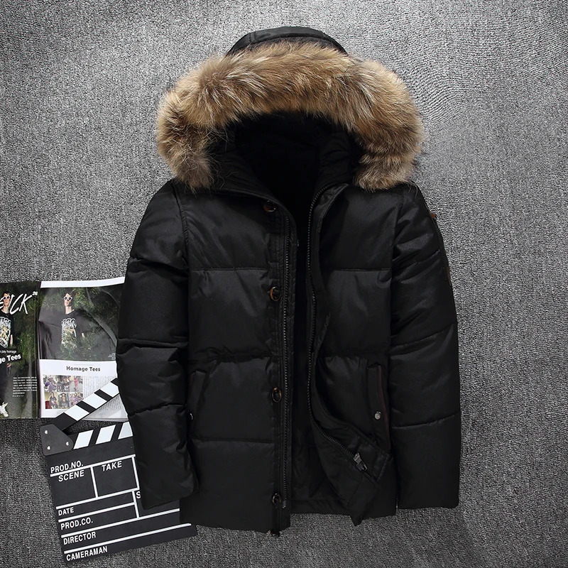 Down jacket mens faux fur coat casual mens fur coat winter jacket windproof thick winter clothing mens Parkas 240930