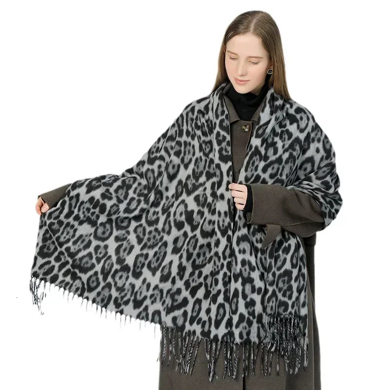 Fashionable Leopard Print Scarves for Woman 190cm Large Multi-function Scarves Autumn Winter Windproof Warm Scarf 241009